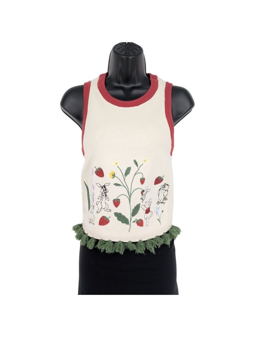 Disney Winnie The Pooh Knit Tank Top Cropped Whimsical Kawaii Cottage‎ Y2K Small
